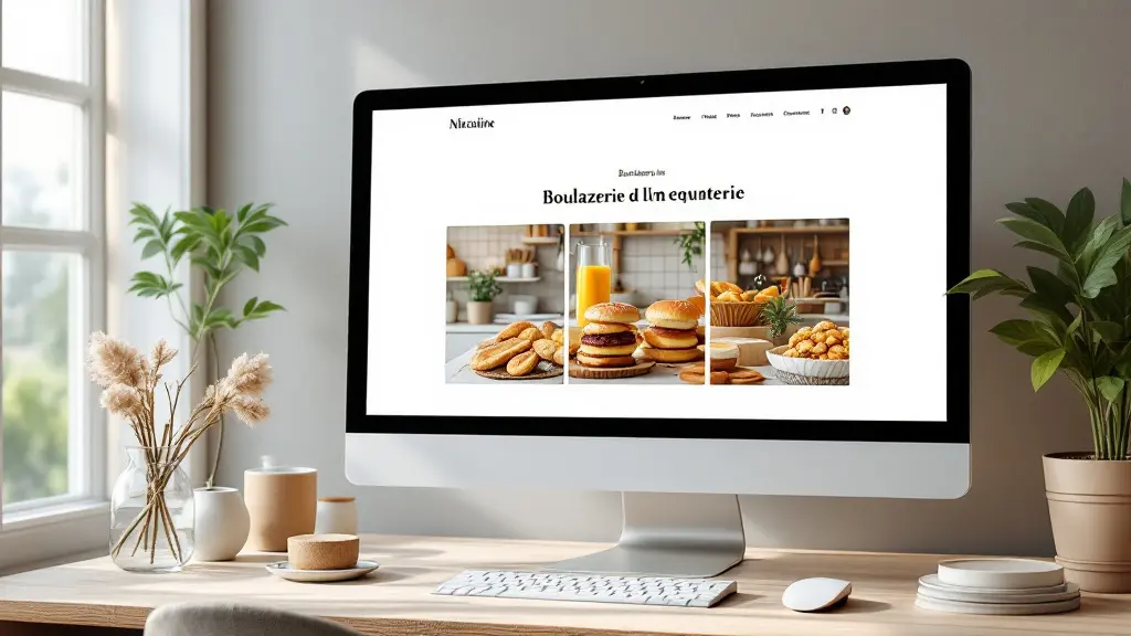 Maquette du site vitrine d'une boulangerie de quartier, vue de la page d'accueil